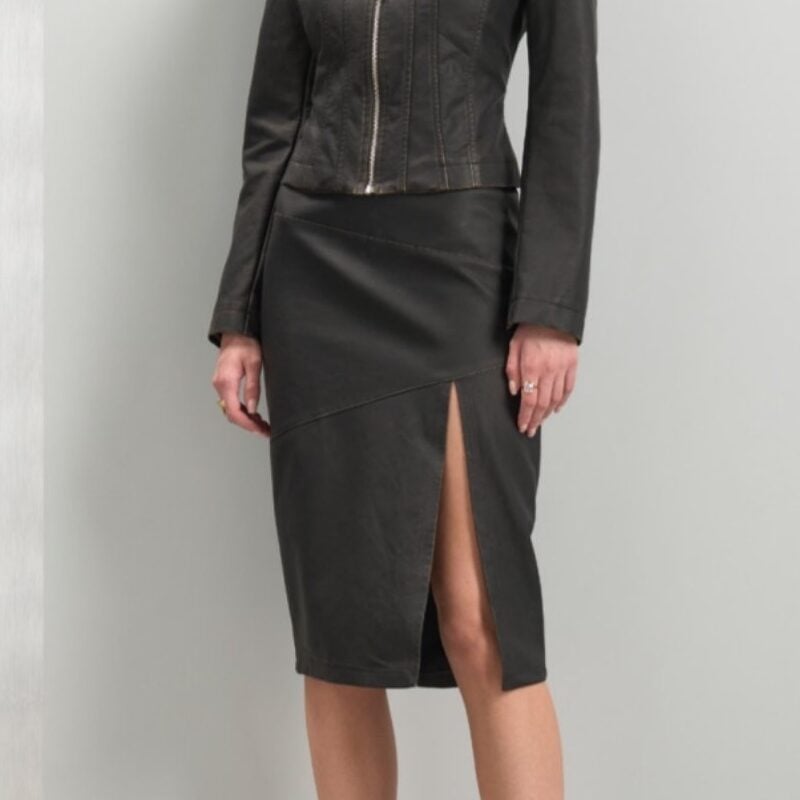 BRUSHED LEATHER SKIRT