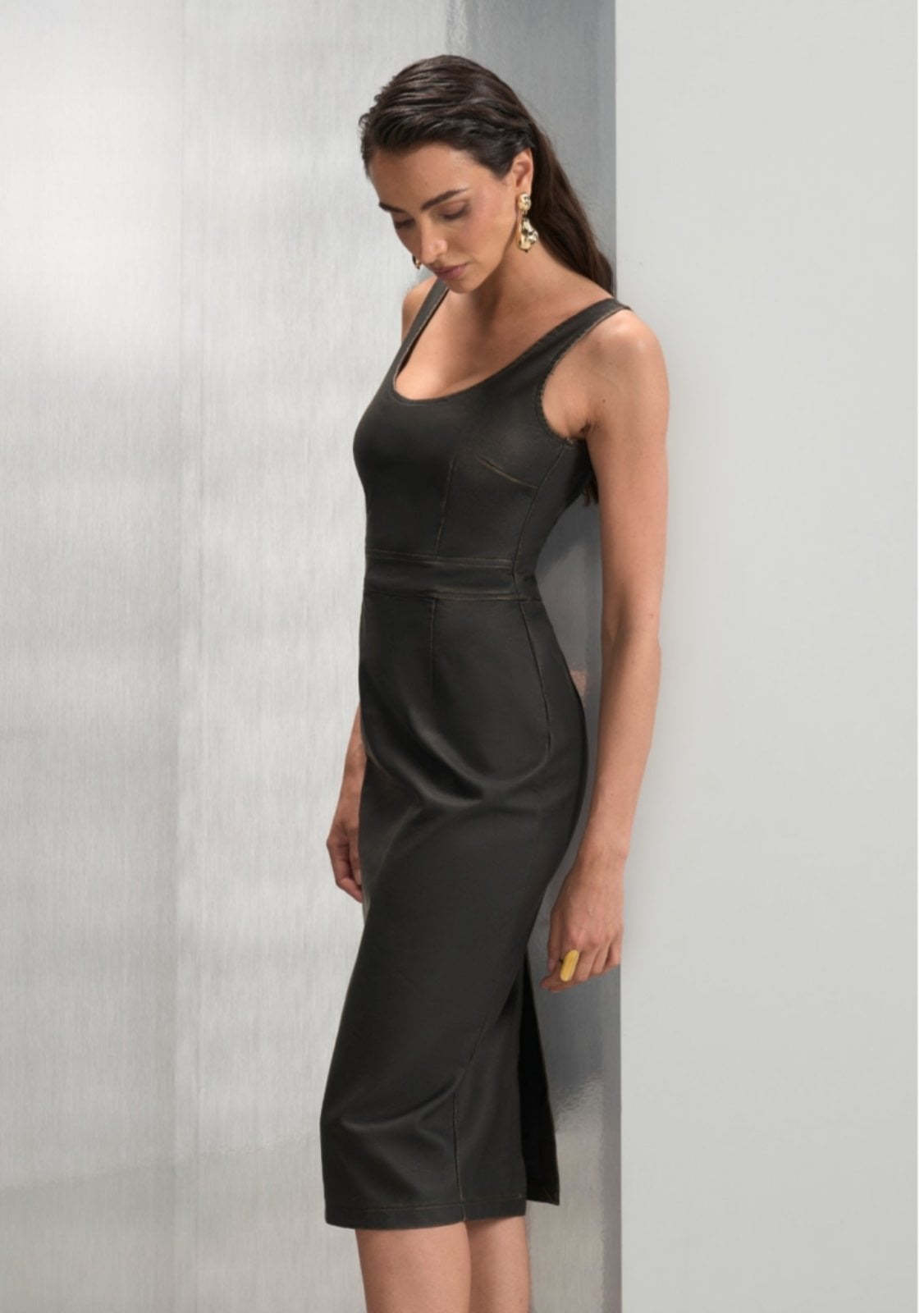 BRUSHED LEATHER DRESS
