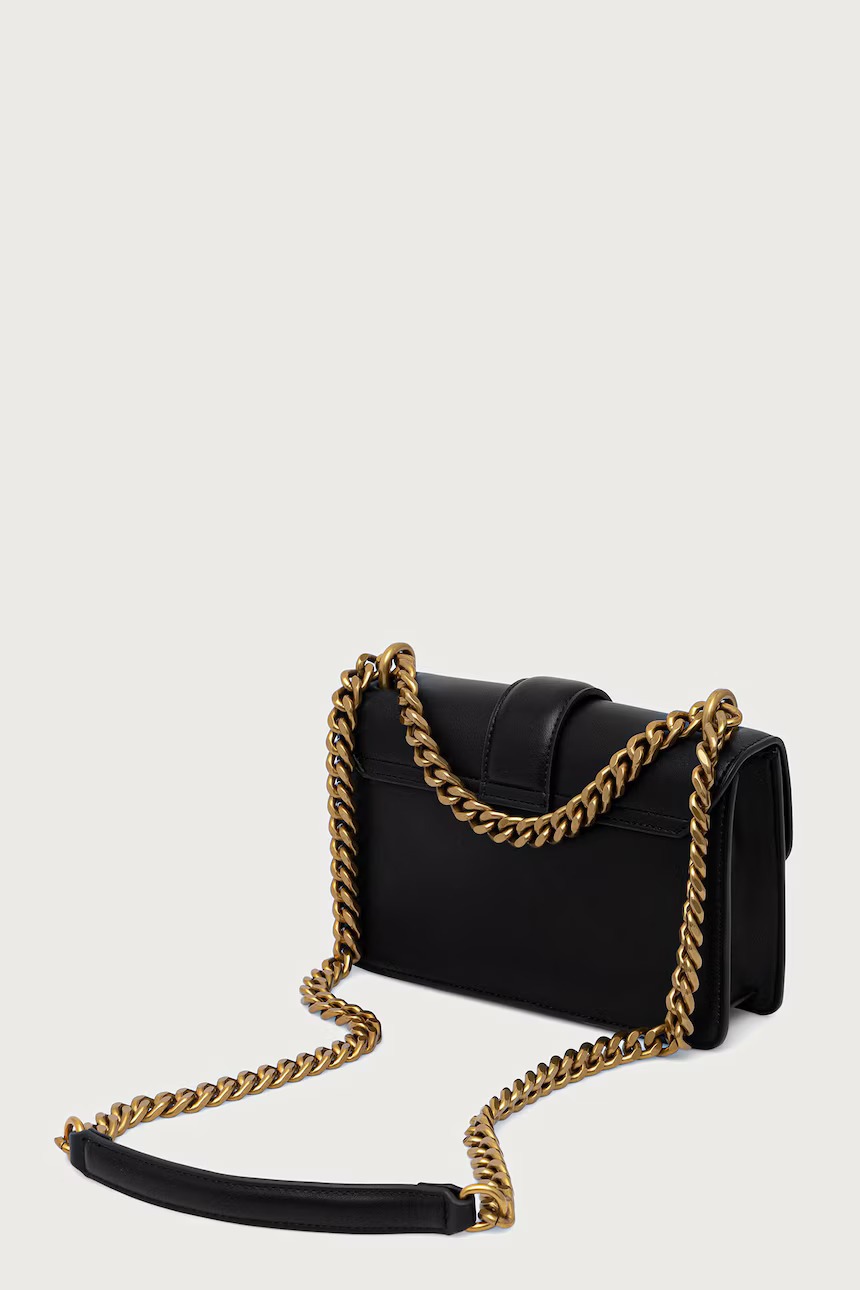 JUST CAVALLI FLAPPED SNAKE LOGO SHOULDER BAG - BLACK - Image 4