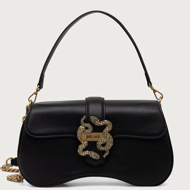 JUST CAVALLI ICONIC SNAKE HANDBAG - BLACK