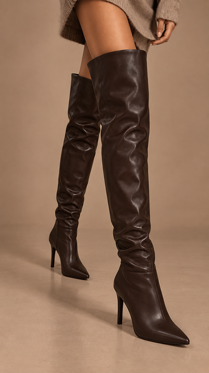 HALCYON OVER THE KNEE BOOT - BROWN - Image 2